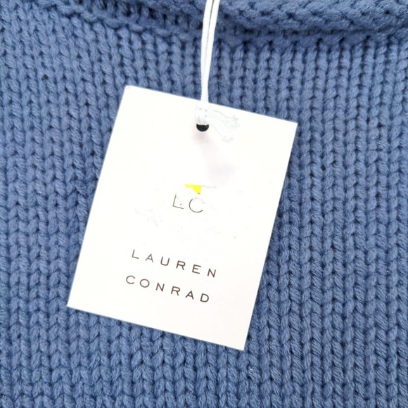 LC Lauren Conrad Women's Braided Sleeve Sweater XL Blue Metallic Mayhem W/Tags - Picture 9 of 14